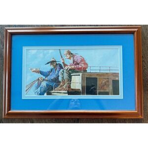 Vintage Western Print by MacNally – Stagecoach Riders – Framed Americana Art